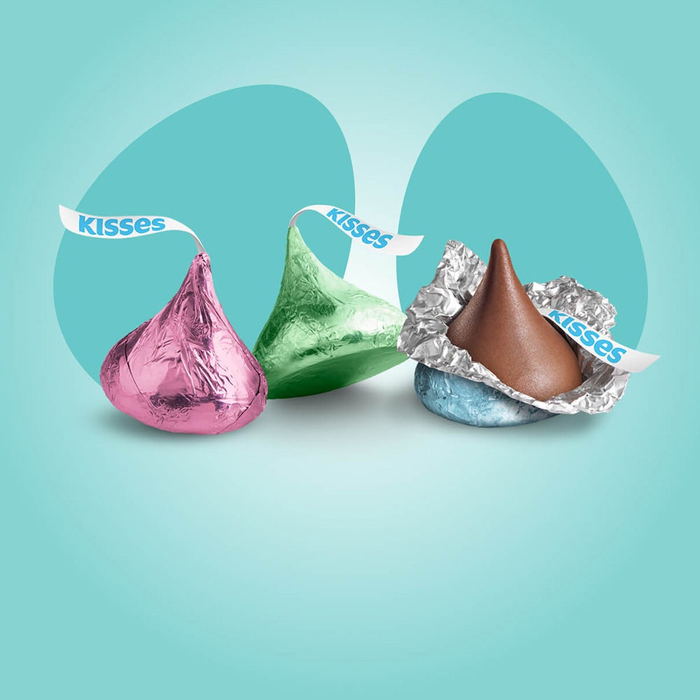 wrapped and unwrapped hersheys kisses easter foils milk chocolate candy